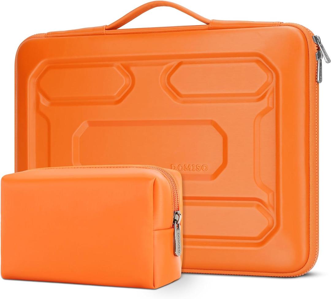 DOMISO Laptop Hard Case 15-16 inch Waterproof Shockproof Hard Shell Laptop Sleeve with Handle & Storage Pocket, Compatible with MacBook, HP, Dell, Orange