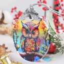 Colorful Owl Christmas Ornament - Stained Glass Hanging Decoration for Holiday Tree - Home Decor, Gift Exchange Idea