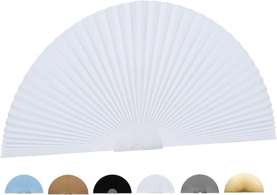 Jlong Arch Window Shade Curtains Half Circle Moon Pleated Fabric Blinds Semi Circle Temporary Light Filtering Pleated Paper Shades Half Round Window Covering Easy to Cut and Install