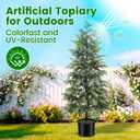 Outdoor Artificial Topiary Cedar Tree Real Touch Faux Pine Evergreen Shrub Plant UV Resistant Greenery Tree with Pot Realistic Cypress Front Porch Decor