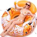 River Tubes for Floating Heavy Duty, 53" Inflatable Pool Floats Adult, Water Tube with Mesh Seat, Full Support Headrest, 2 Cup Holder, 450lb Capacity - Ideal for Pool, River, Lake Float