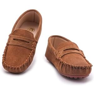 DADAWEN Kids' Soft Suede Slip On Loafers 1