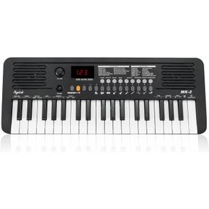 MK-2 37 Keys Kids Keyboard Piano, Portable Small Keyboard with 40 Songs, 200 Sounds, with MIDI Function, LED Display & Dual Speakers, Compact Mini Music Piano for Kids/Beginners (Black)