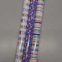 MAYPLUSS Birthday Wrapping Paper Roll - Mini Roll - 17 inch X 120 inch Per roll - Polka dots, Stripes Patterns (42.3 sq.ft.ttl) (Blue)