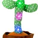 Dancing Talking Cactus Baby Toys, Singing Mimicking Recording Repeating What You Say, Electronic Light Up Plush Toy with 120 English Songs, Green