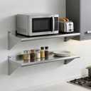 Hally Stainless Steel Shelf 2 Pack Wall Mounted Metal Shelves 10"x 48" NSF