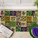 Artoid Mode Buffalo Plaid Doughnut Lobster Beads Mardi Gras Doormat, Carnival Home Decor Switch Rug Low-Profile Door Mat Floor Mat for Indoor Outdoor 17x29 Inch