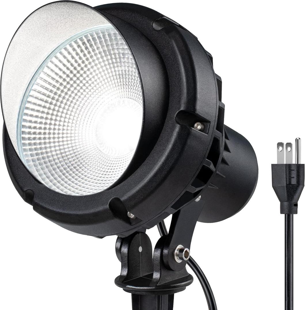 SUNVIE LED 40W Spot Lights Outdoor 5000K Daylight White Plug in Flag Pole Light 120V Ultra Bright Landscape Spotlights for Yard House Tree Lawn Signage Outdoor Spotlight with Stake & 5.5FT Cord