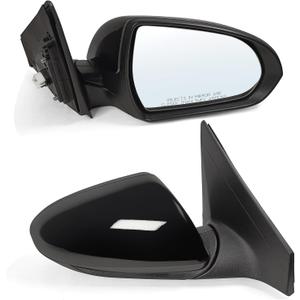 Right Passenger Side Mirror Assembly Fits 2017 2018 2019 2020 Hyundai Elantra with Power Glass Blind Spot Glass and Manual Folding without Heated Turn Signal Match to Black (3Pins)