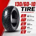 130/60-10 Tubeless Tire for Scooter, 130/60/10 48J Replacement Street Tires for Front or Rear Wheel | Fits on 10 Inch Rim | Provides Reliable Traction