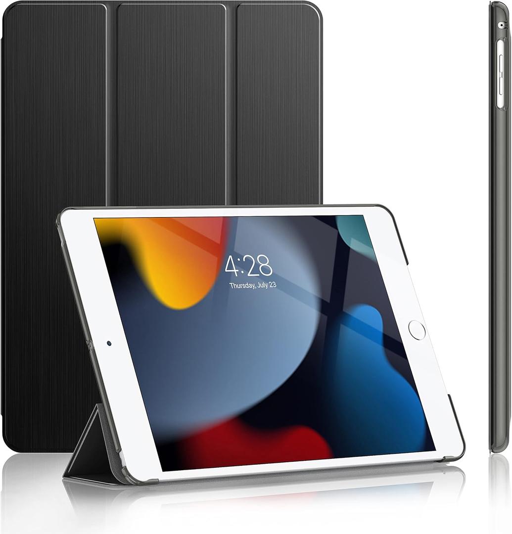 Soke Case for iPad 6th/5th Generation 2018/2017, [Slim Trifold Stand + Auto Wake/Sleep], Premium Protective Hard PC Back Cover for Apple 9.7-Inch iPad Air 2 & Air 1 (Black)