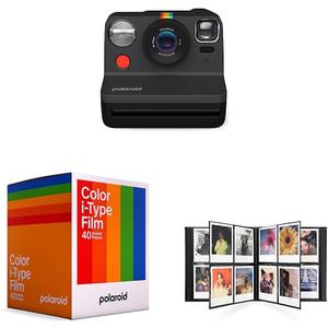 Polaroid Now 2nd Generation I-Type Instant Film Camera - Black (9095) & Color I-Type Film - 40x Film Pack (40 Photos) (6010) & Photo Album - Large