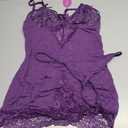 Avidlove Women Lingerie Sexy Lace Nighty V Neck Mesh Purple L