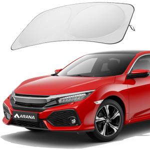 ARANA Car Windshield Sun Shade with UV Reflective, 240T Polyster Front Window Sunshade Keeps Car Interior Cool, Foldable & Retractable Sun Visor Universal Fit for Small Sedan, Mini SUV, Small 59"x29" (1-Piece)