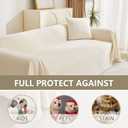 MYSKY HOME Couch Cover for Pets, Beige Couch Covers for 2 Cushion Couch Sofa, Sofa Slipcover Sectional L Shape Chenille Covers for Pets, Throw Couch for Dogs, Kids, 71" X118"