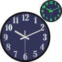 VECELO Night Light Wall Clocks Silent Clock Non-Ticking 12 Inches Clock, Glow in Dark Clock for Home Bedroom Kitchen Living Room, Blue