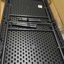 SUPER DEAL Portable 4 Foot Plastic Folding Table, Indoor Outdoor Heavy Duty Fold-in-Half Picnic Party Camping Barbecues Table with Carrying Handle, Black