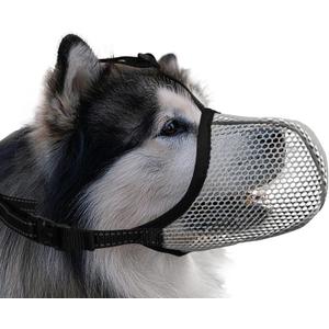 Dog Muzzle, Breathable Soft for Extra Large Dogs to Anti & Prevent Barking Biting Chewing, Reflective & Adjustable Basket Muzzle with Air Mesh for German Shepherd Grey XXL