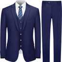 Cooper & Nelson 3 Piece Mens Suit Set, Slim Fit Suit for Men, Solid Jacket, Vest, Pants and Tie (4X-Large, Navy Blue)