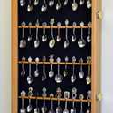 40 Larger Spoon Display Case Cabinet Wall Mount Rack Holder w/98% UV Protection Lockable, Oak
