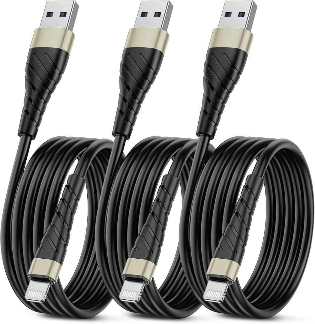 iPhone Charger Cable 3-Pack 6ft, OIITH [MFi Certified] iPhone Charging Cord 6 Foot, Extra Long 6 Feet iPhone Charger Cord, 2.4A iPhone Power Wire Compatible with iPhone12/ 11/ XS/ Max/ XR/ X/ 8/ 8P/ 7P/ 6/ iPad