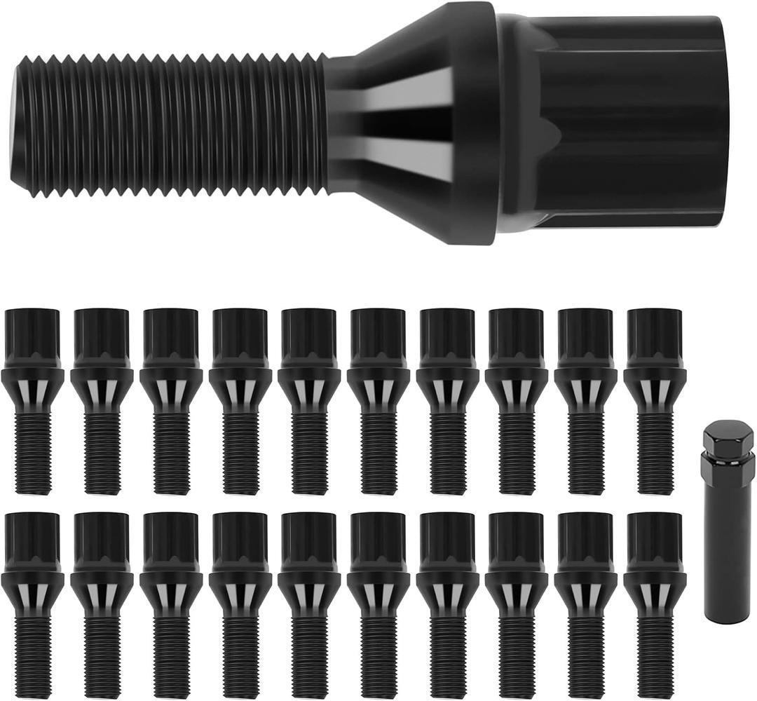 SCITOO 20Pcs M12x1.25 Wheel Lug Bolts 12x1.25 Lug Nut Bolts Shank Length 28mm with 2 Key Fit for Jeep for Cherokee for Renegade,for Fiat 500X 500L,for Chrysler 200,for Dodge Dart,for Alfa Romeo 4C