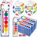 Sabary 30 Pack End of School Year Gift for Student Watercolor Paint Set Bulk with Card and Rope 8 Washable Watercolor Paint with Brush for Last Day of School Classroom Kid Art Party Favor (Round)