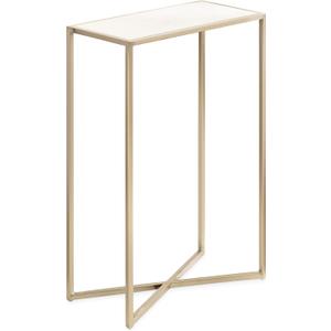 Kate and Laurel Jaspur Modern Slim Side Table, 16 x 8 x 24, White Marble and Gold, Decorative Glam Narrow End Table for Use as Narrow Bedroom Nightstand or Living Room Accent