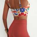 Herseas High Waisted Bikini Sets for Women Floral Print Two Piece Tummy Control Swimsuits Drawstring Short Bathing Suit (Gold, M)