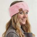 Loritta Womens Ear Warmers Headbands Winter Warm Fuzzy Cable Knit Head Wrap Fleece Lined Gifts (Pink)