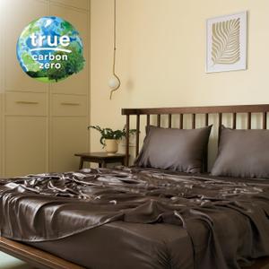 Certified 100% Tencel Eucalyptus Lyocell Sheets|4 Piece Set|Sateen Weave|True Carbon Zero|Gentle to Skin|Genuity Tags Included|Natural Sheen|Body Temp Regulation (King,Charcoal Gray)