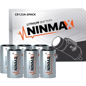 NINMAX CR123A 3V Lithium Battery 6 Pack, No.1 1700mAh 3 Volt High Power 123A Lithium Batteries for High-Intensity Flashlights, Home Security Devices, and More