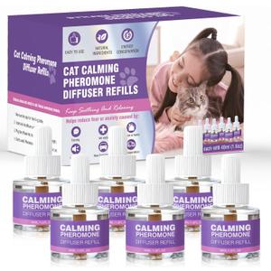 Cat Pheromones Calming Diffuser Refill 6 Pack Multicat Pheromone Diffusers Refills Relieve Anxiety Stress Reduce Spraying Fighting and Scratching for Cats Calm 48ml Fit All Common Diffusers Plug In