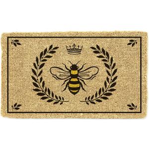 Abbott Collection Bee in Crest Coir Doormat with PVC Backing (18x 30 L)
