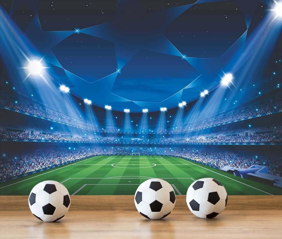 Jdayda Soccer Stadium Wallpaper Mural Large Art Wall Background | 149"x107" Painting for Soccer Hall Bedroom Living Room