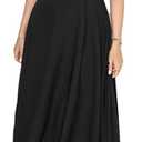 Baobaome Women's Sexy Sleeveless Square Neck A-Line Cocktail Party Solid Dress Black, XL