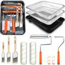 Paint Tray Set, 12 Pack Paint Tray with Liner, Paint Brush for Wall, Paint Roller Covers Liners with Wire Roller Frame for Home Improve Painting Walls, Ceilings, Trim, Siding