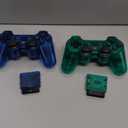 Degulan Wireless Controller Compatible with PS-2 Console, Remote Gamepad for Play 2 (Green and Blue)