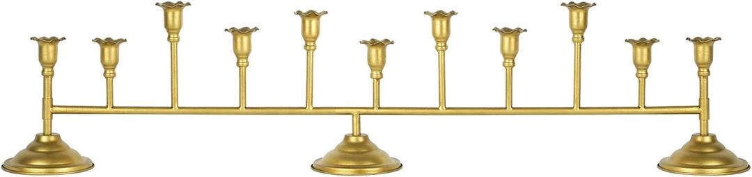 Scalloped Gold 12ct Taper Holder Candelabra Antique Finish Christmas Vintage Scalloped Taper Candle Holder Farmhouse Candle Holder Decor Wedding, Dinning, Party (Antique Brass)