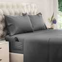 DREAMCARE King Size Sheets Set  4 pcs Cooling Sheets  up to 21 Deep Pocket King Sheet Set  Hotel Luxury Sheets & Pillowcases  Superior Softness 100% Fine Microfiber with Side Pocket  Dark Gray