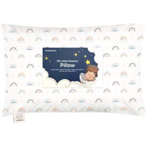 Toddler Pillow with Pillowcase - 13x18 My Little Dreamy Kids Travel Bed Pillows for Sleeping, Organic Cotton Small Pillowcase, Soft & Breathable, Machine Washable,Toddlers 2-5 years old(Jolly Rainbow)