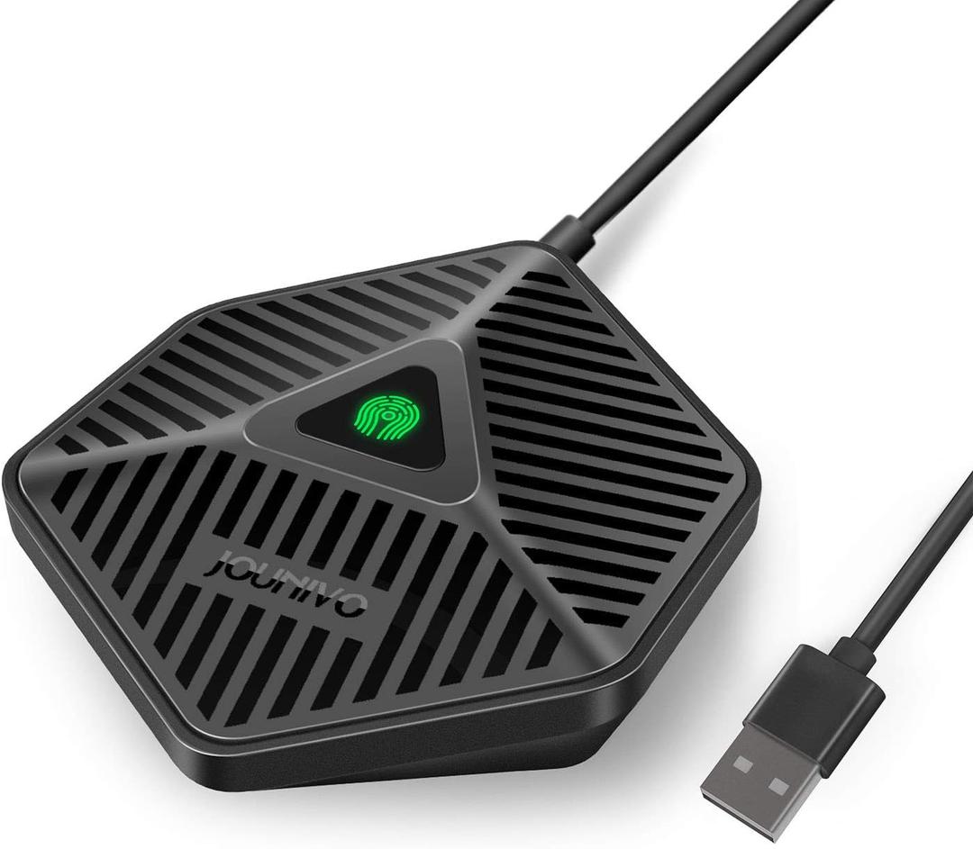 Conference USB Microphone, 360 Omnidirectional Computer Mic with Mute Button for Video Conference, Recording, Skype, Online Class, Plug & Play Compatible with Windows/macOS/PC/Laptop(JV808)