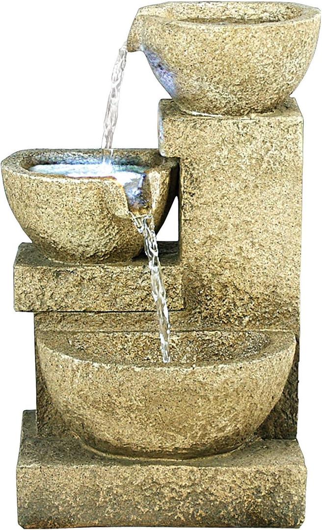 Design Toscano DW8127 Water Fountain with LED Light - Villa Fortino Garden Decor Tabletop Fountain - Desk Fountain Water Feature,Full Color (7. 5"Wx8"dx12"h)