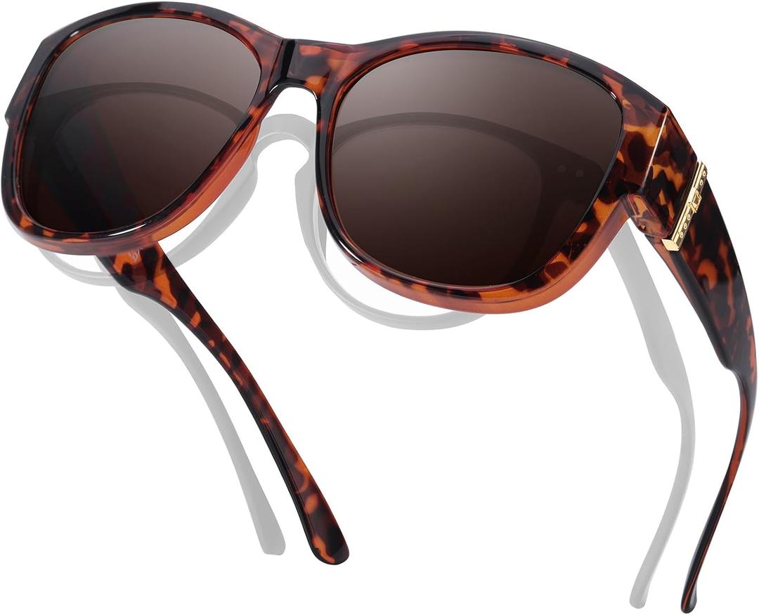 Xfeel Polarized Sunglasses Over Glasses for Women Trendy Shades Over Prescription Eyeglasses Sun Glasses