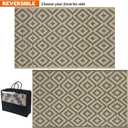 SAND MINE Reversible Mats, Plastic Straw Rug, Modern Area Rug, Large Floor Mat and Rug for Outdoors, RV, Patio, Backyard, Deck, Picnic, Beach, Trailer, Camping, Grey & Tan, 5' x 8'