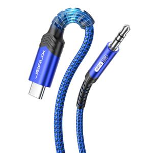 JSAUX USB C to 3.5mm Audio Aux Jack Cable[6.6ft], USB Type C to 3.5mm Headphone Stereo Cord Car Compatible with Phone 15 Pro Max/15 Pro/15 Plus, iPad Pro, Samsung Galaxy S23 S22 Ultra, Pixel-Blue