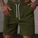 Men's Sweat Shorts Elastic Waist Drawstring 6'' Inseam Casual Gym Athletic Shorts with Pockets (S-3XL) (L)