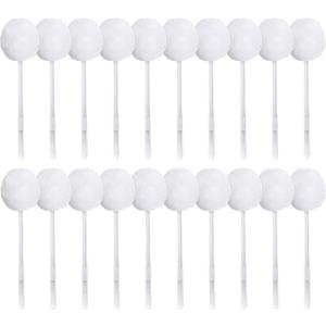 Eaasty Toilet Bowl Brush with Long Plastic Handle Bulk Disposable White Soft Swab Toilet Bowl Cleaners Mop with Silk Cotton Brush for Bathroom, 11 x 4.3 Inch(20 Pack)