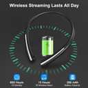 Bluetooth 5.0 Neckband Bluetooth Headphone, Sweat Resistant Noise Cancelling Stereo Headphones, and Retractable Ear Tips for Music, Conference, Videos (Black)
