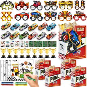 Race Car Party Favors Birthday Goodie Bags Supplies, Mini Race Car Trophy Cup Coloring Card with Crayon Gift Box Tattoo Sticker Paper Glasses, Boy Girl Kid Class Prize Racing Cars Birthday Decor